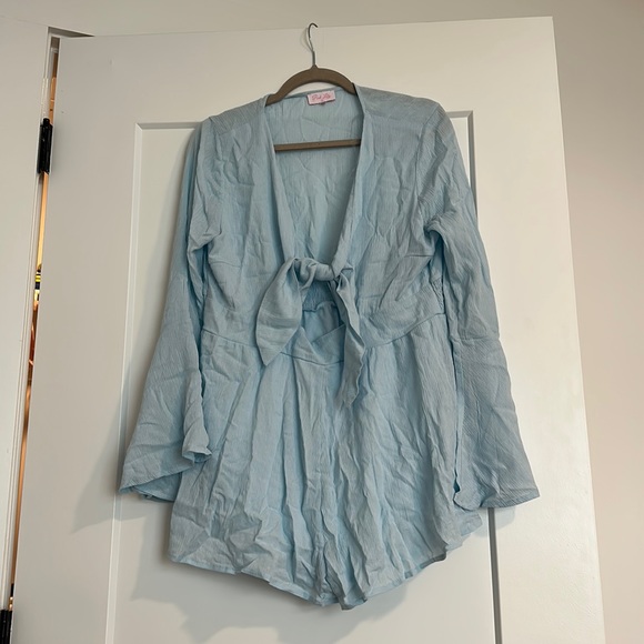 Blue Keyhole Romper - Picture 1 of 5